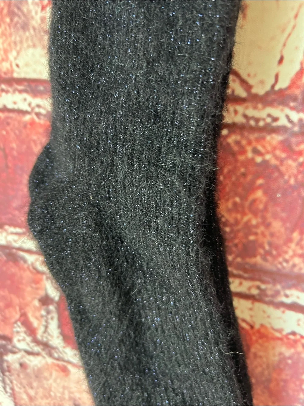 Free People Black Fuzzy Lilac Blue Sparkle Shimmer Crew Socks NWT